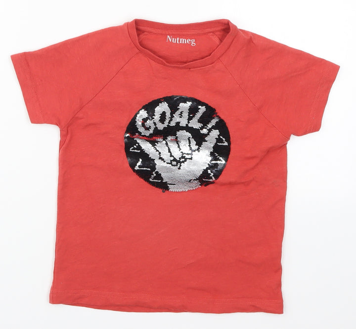Nutmeg Boys Red   Basic T-Shirt Size 4-5 Years  - Goal