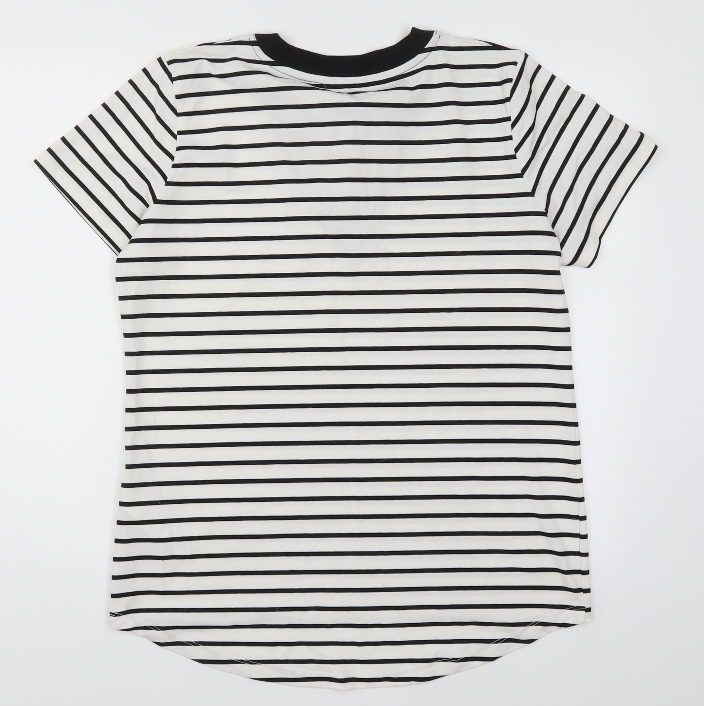 F&F Womens White Striped  Basic T-Shirt Size 18  - Black and White