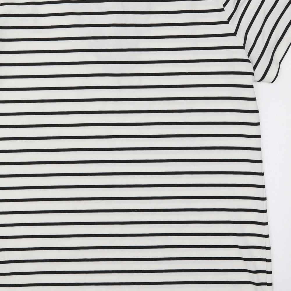 F&F Womens White Striped  Basic T-Shirt Size 18  - Black and White