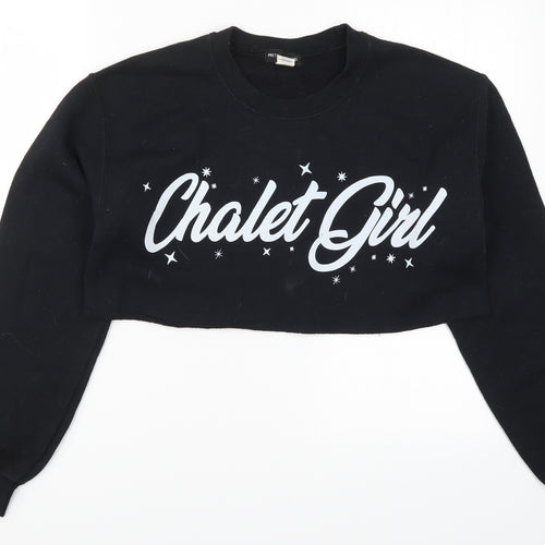 PRETTYLITTLETHING Womens Black   Pullover Sweatshirt Size S  - Chalet Girl