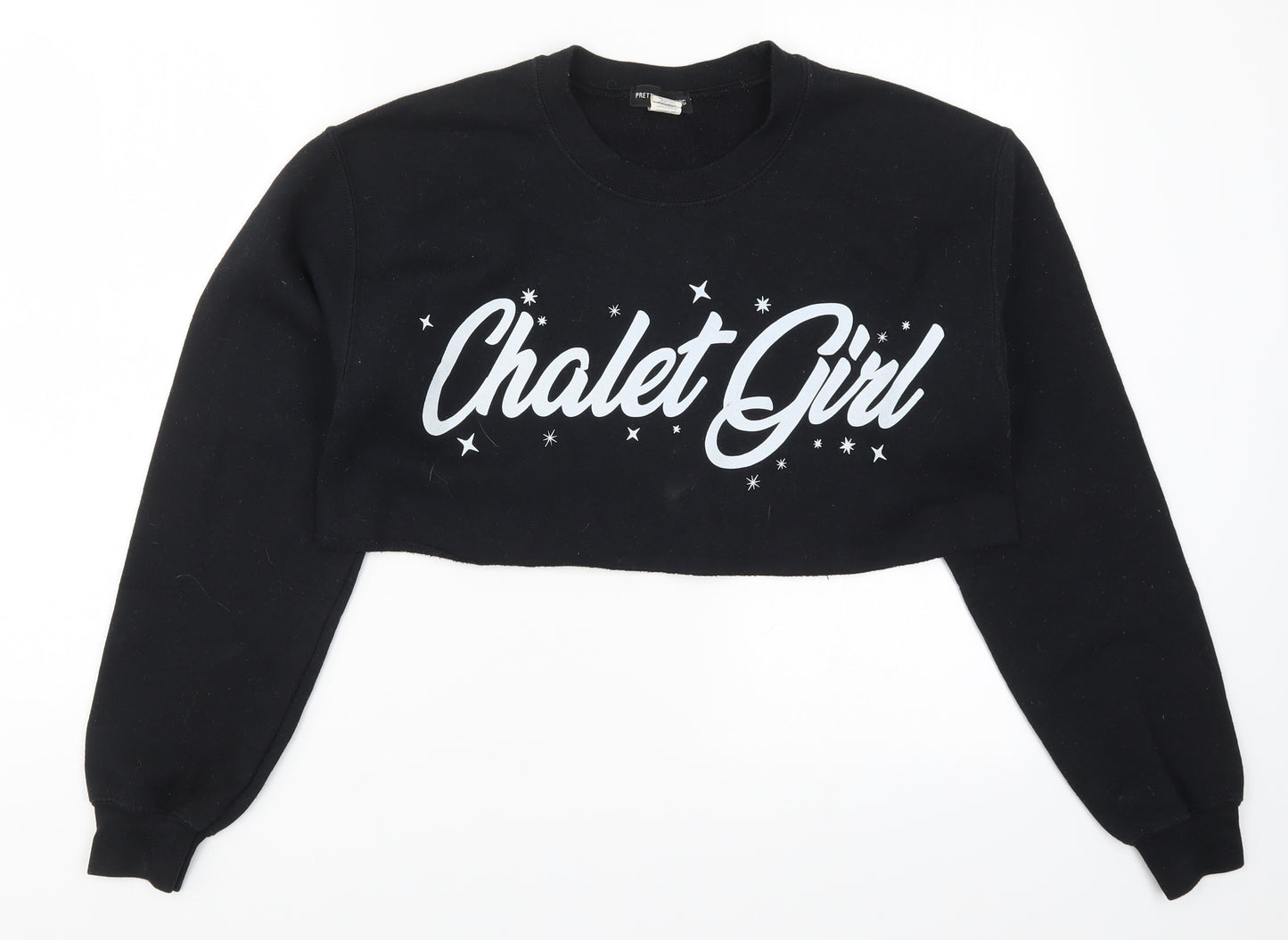 PRETTYLITTLETHING Womens Black   Pullover Sweatshirt Size S  - Chalet Girl