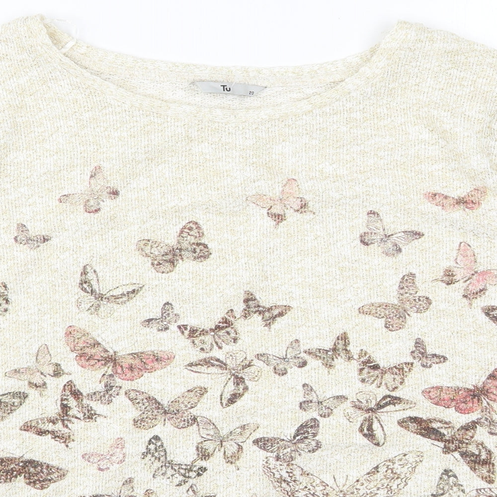 TU Womens Gold   Basic T-Shirt Size 20  - Butterflies