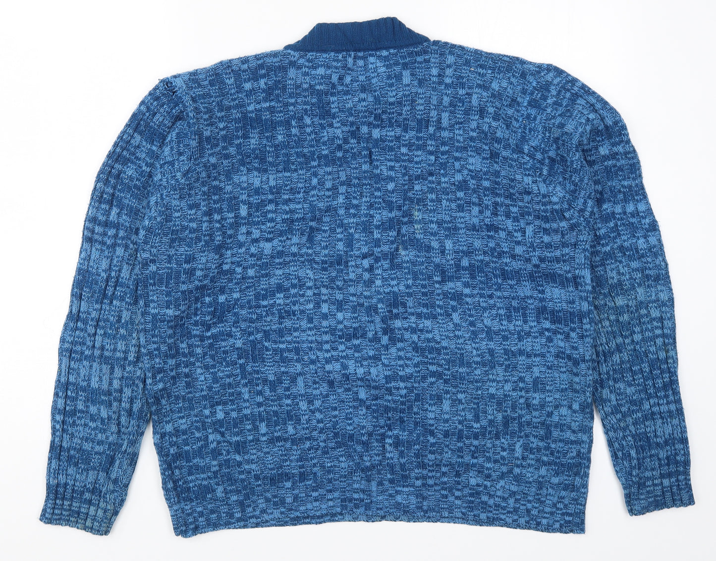 Fully Fashioned Womens Blue  Knit Henley Jumper Size XL