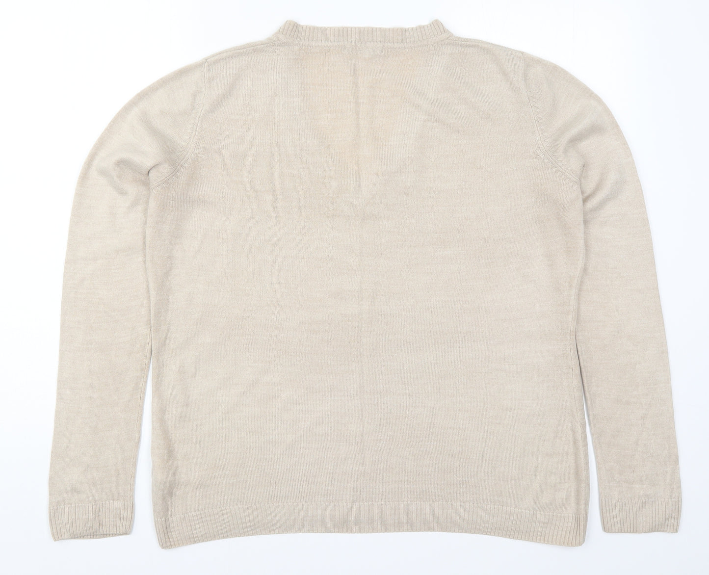South Womens Beige  Knit Pullover Jumper Size 16