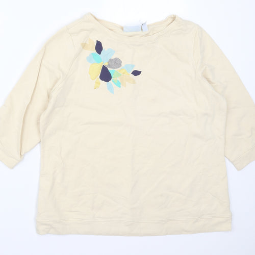 D&Co Womens Beige   Pullover Sweatshirt Size L  - Flower