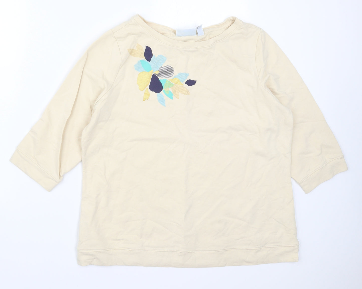 D&Co Womens Beige   Pullover Sweatshirt Size L  - Flower