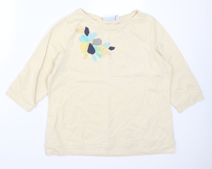 D&Co Womens Beige   Pullover Sweatshirt Size L  - Flower