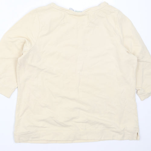 D&Co Womens Beige   Pullover Sweatshirt Size L  - Flower