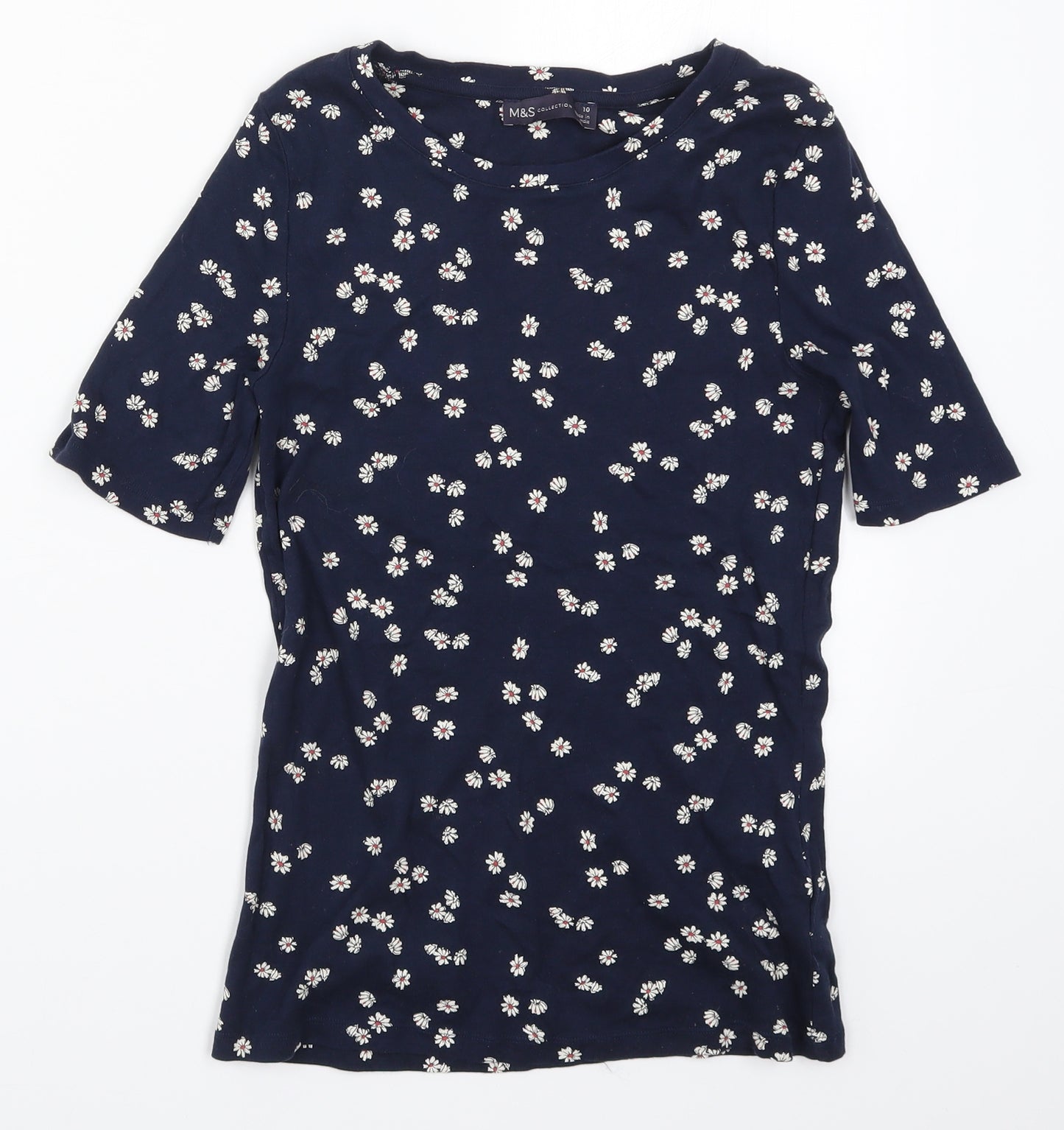 Marks and Spencer Womens Blue Floral  Basic T-Shirt Size 10