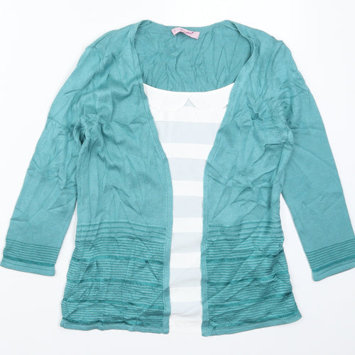 Per Una Womens Blue Striped Knit Pullover Jumper Size 10