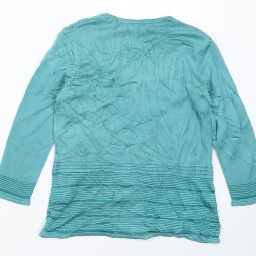 Per Una Womens Blue Striped Knit Pullover Jumper Size 10