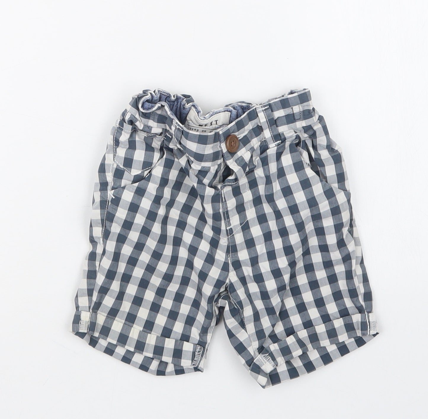 NEXT Boys Blue Check  Cropped Trousers Size 18-24 Months