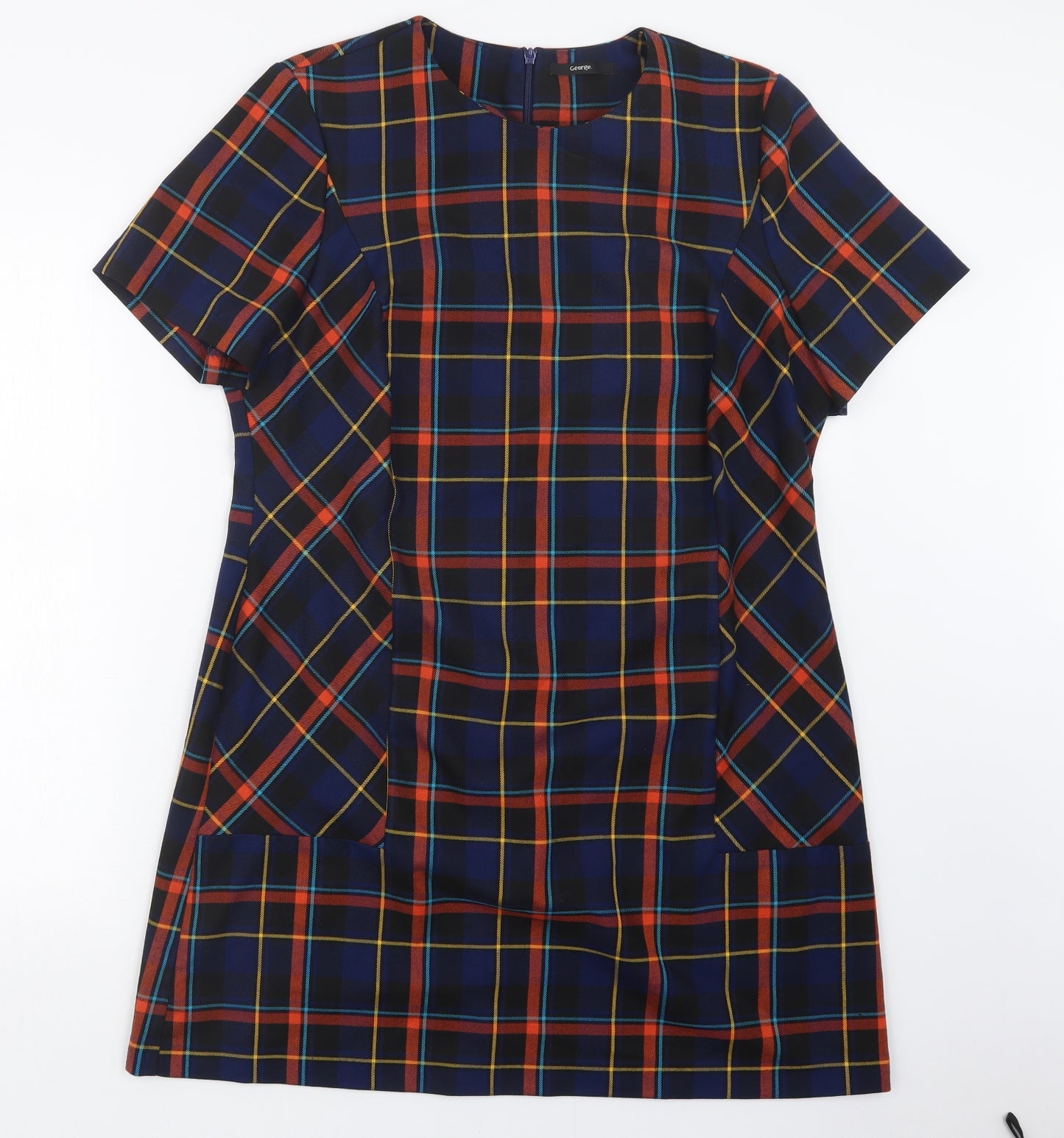 George Womens Blue Check  T-Shirt Dress  Size 16