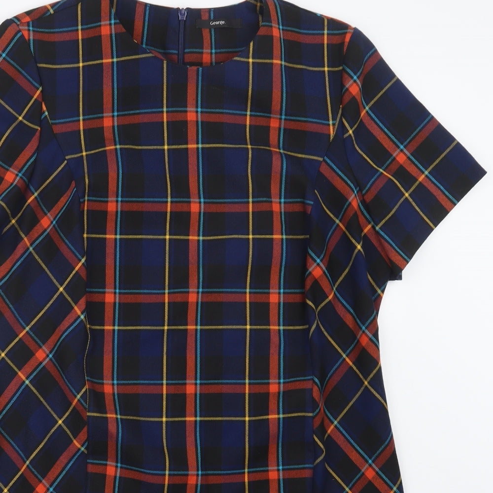 George Womens Blue Check  T-Shirt Dress  Size 16