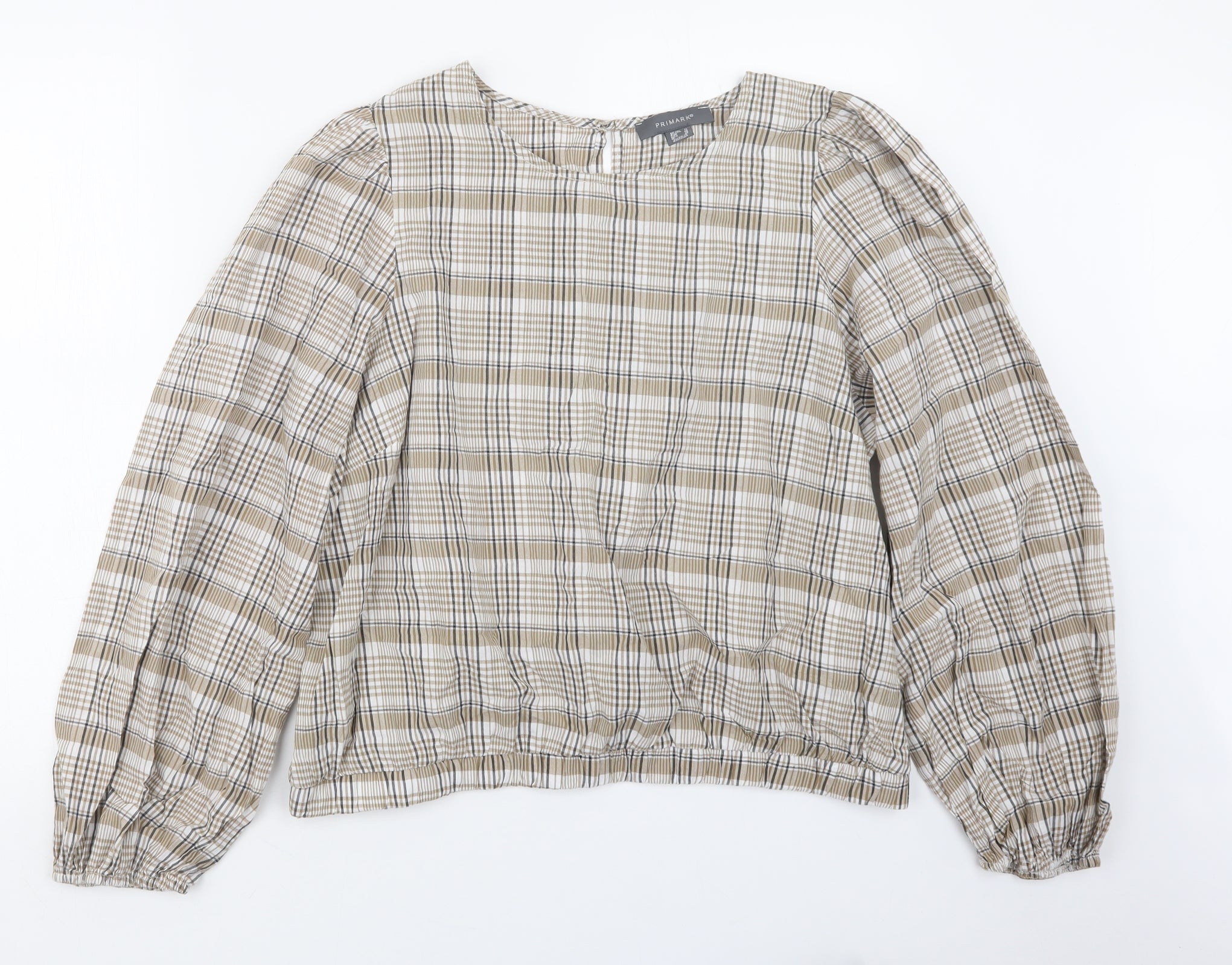 Primark Womens Beige Check Basic T-Shirt Size 20 β Preworn