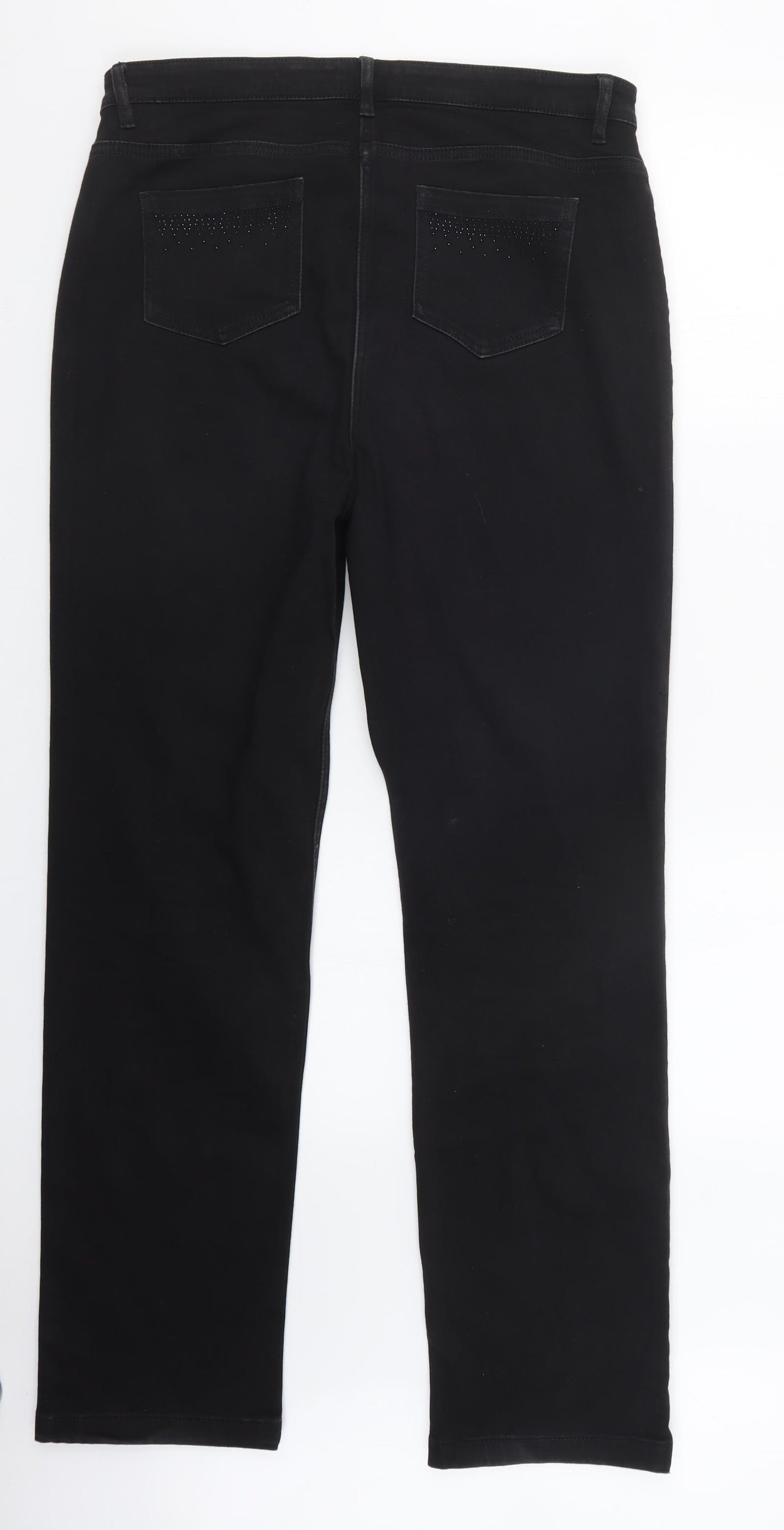 Marks and Spencer Womens Black  Denim Straight Jeans Size 16 L32 in