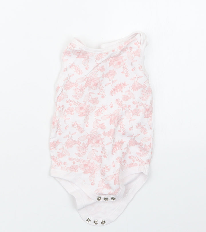 TU Girls Pink Floral Babygrow One-Piece Size 9-12 Months