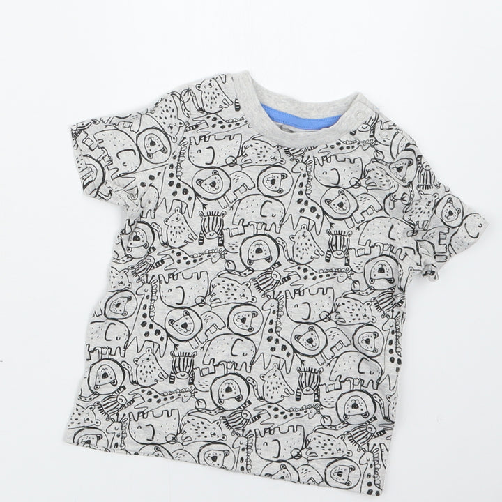 F&F Boys Grey Geometric  Basic T-Shirt Size 3-6 Months