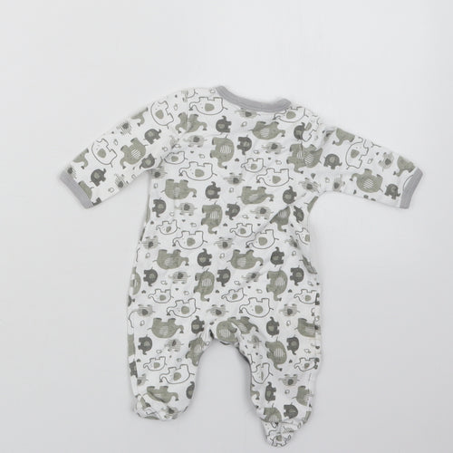 Nursery Time Boys White Geometric  Babydoll One Piece Size Newborn