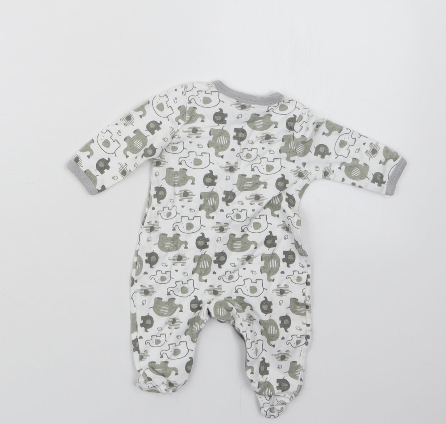 Nursery Time Boys White Geometric  Babydoll One Piece Size Newborn