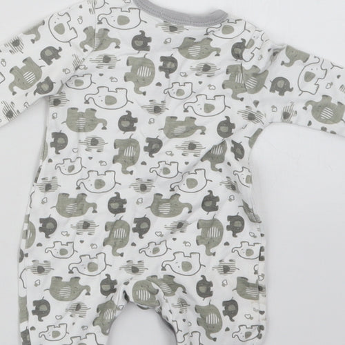 Nursery Time Boys White Geometric  Babydoll One Piece Size Newborn