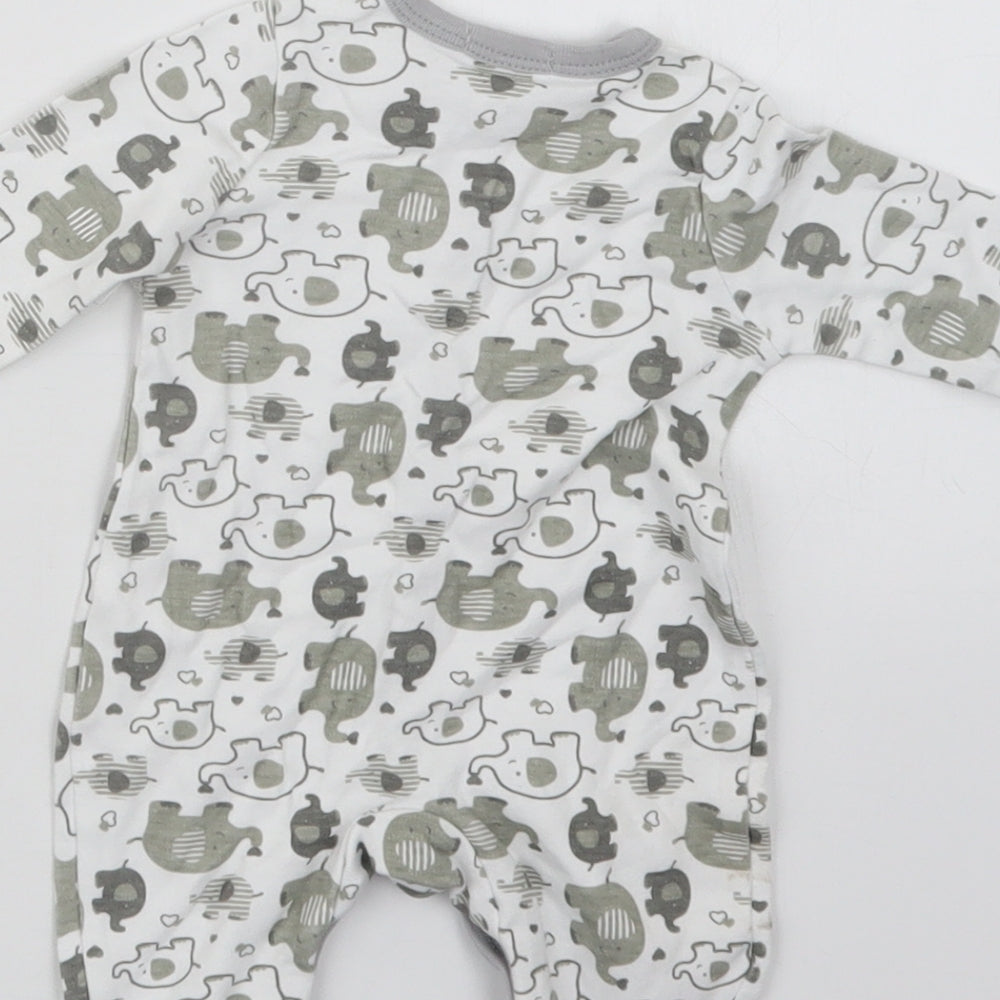 Nursery Time Boys White Geometric  Babydoll One Piece Size Newborn