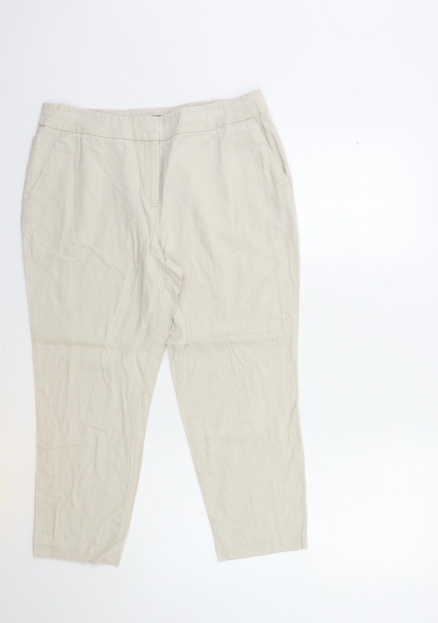 Marks and Spencer Womens Beige   Cropped Trousers Size 14 L23 in