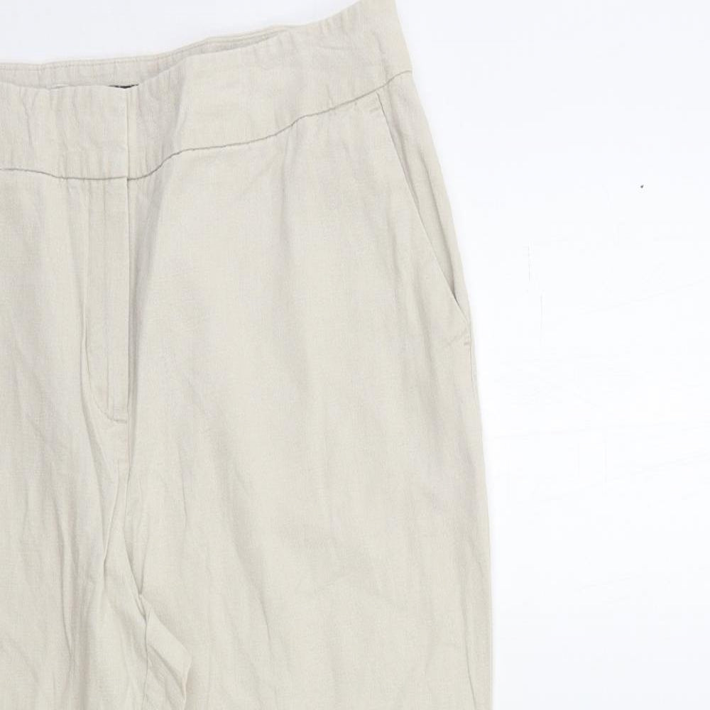 Marks and Spencer Womens Beige   Cropped Trousers Size 14 L23 in