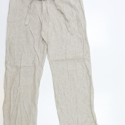 TU Womens Beige Striped  Trousers  Size 16 L31 in
