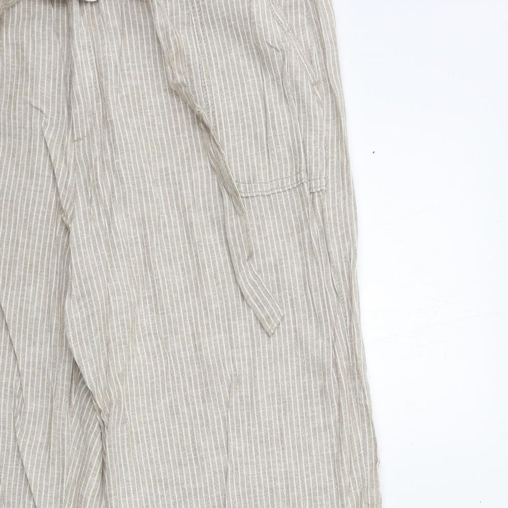 TU Womens Beige Striped  Trousers  Size 16 L31 in