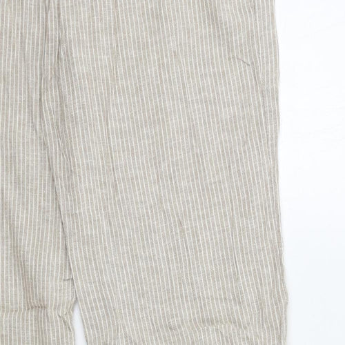 TU Womens Beige Striped  Trousers  Size 16 L31 in