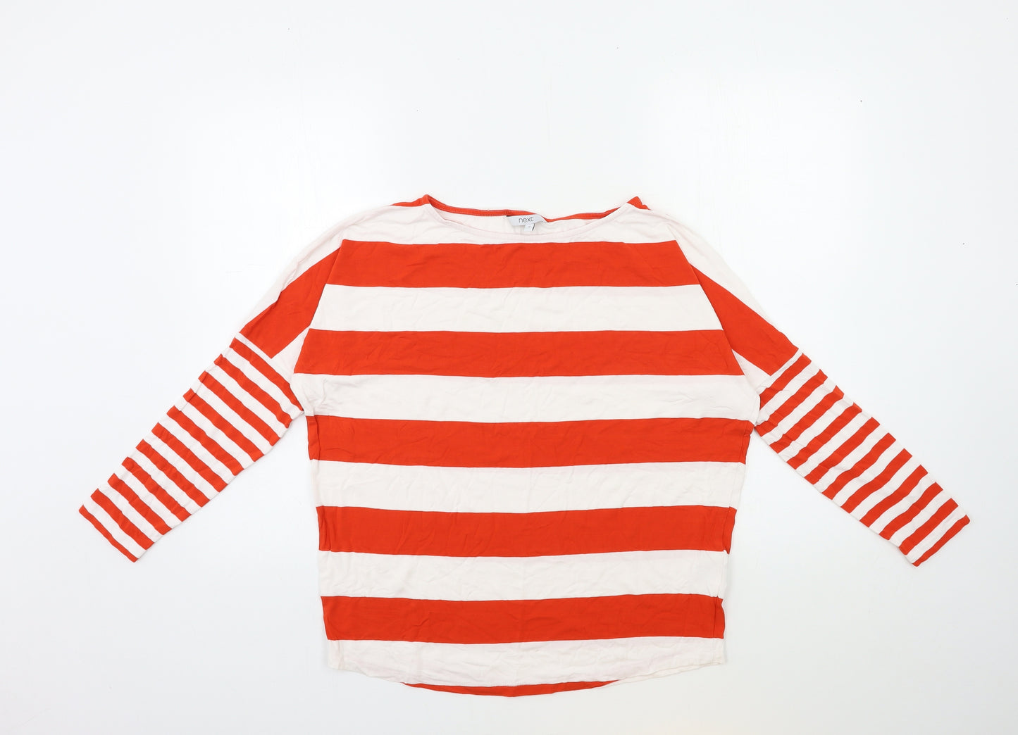 NEXT Womens Orange Striped  Basic T-Shirt Size 14
