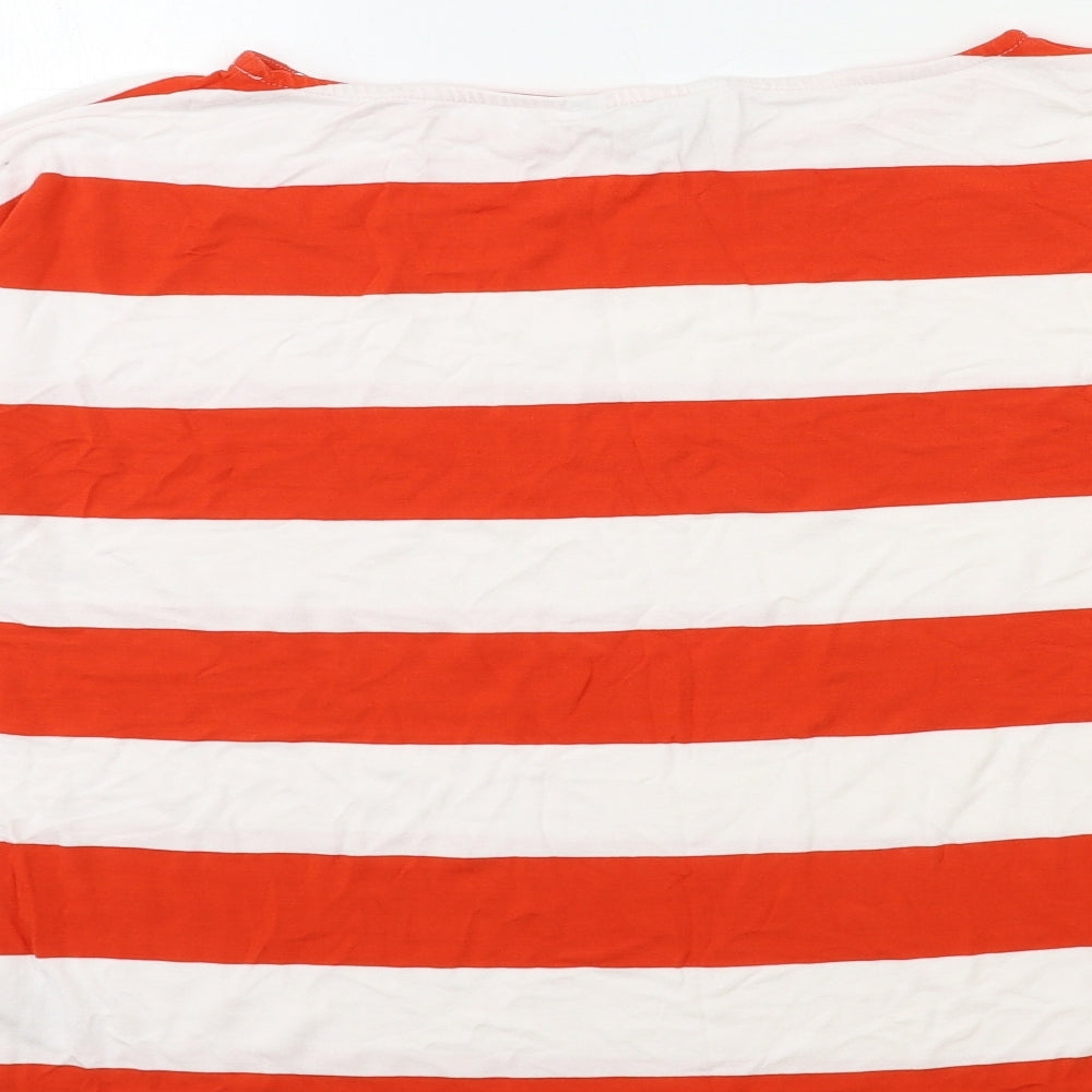 NEXT Womens Orange Striped  Basic T-Shirt Size 14