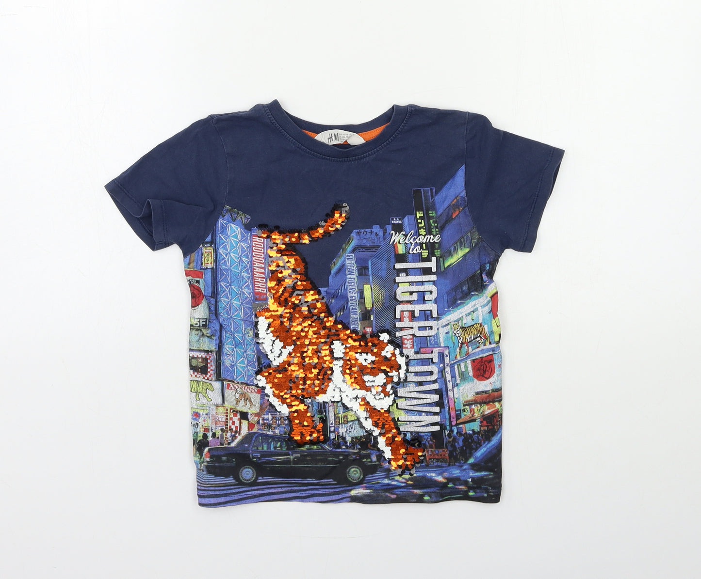 H&M Boys Grey   Basic T-Shirt Size 5-6 Years  - TIGER