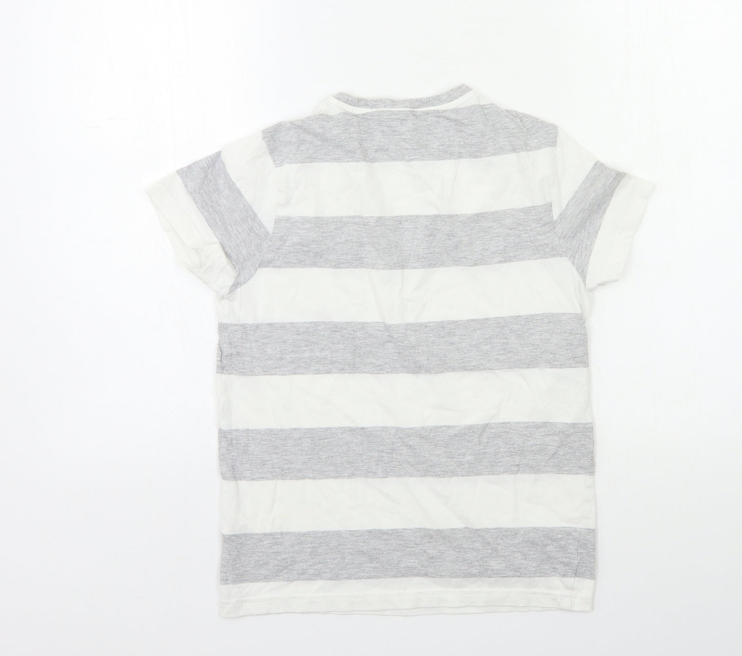 Marks and Spencer Boys Grey Striped  Basic T-Shirt Size 9-10 Years