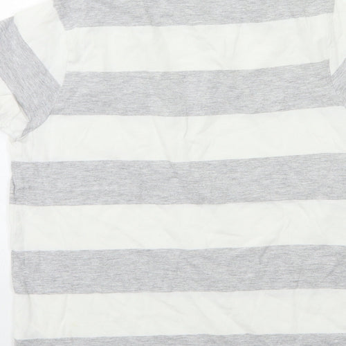 Marks and Spencer Boys Grey Striped  Basic T-Shirt Size 9-10 Years
