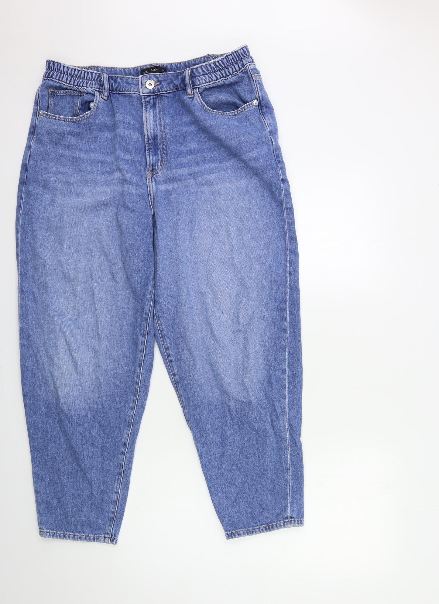 F&F Womens Blue  Denim Mom Jeans Size 16 L26 in