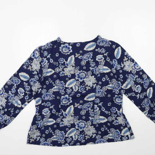 Cotton Traders Womens Blue Floral  Basic Blouse Size 14