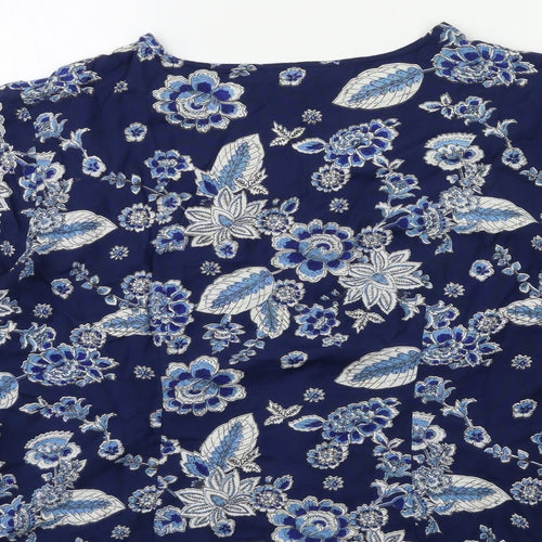 Cotton Traders Womens Blue Floral  Basic Blouse Size 14