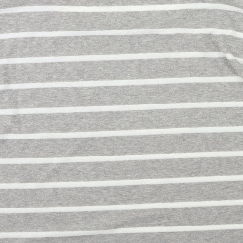 M&Co Womens Grey Striped  Basic T-Shirt Size 12