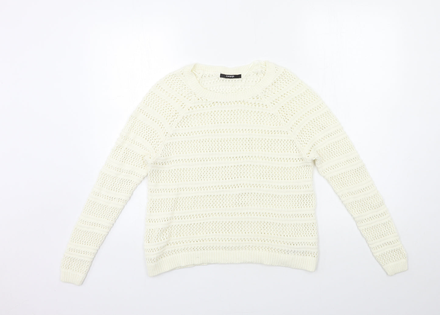 George Womens White  Knit Pullover Jumper Size 12