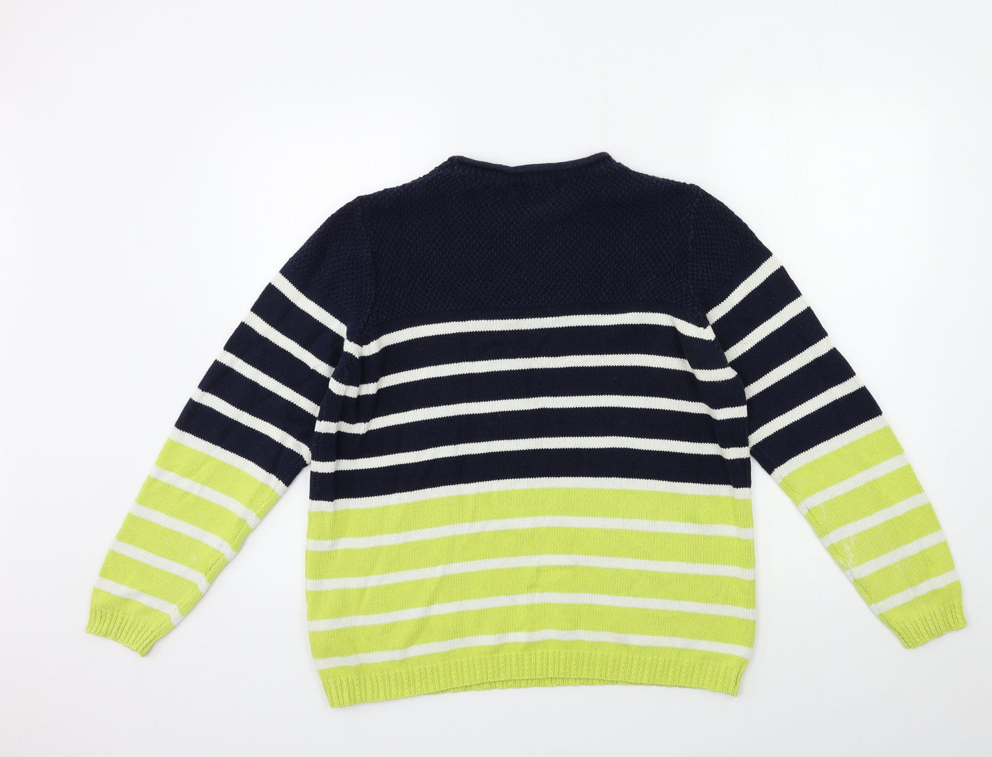 Bonmarché Womens Blue Striped Knit Pullover Jumper Size M