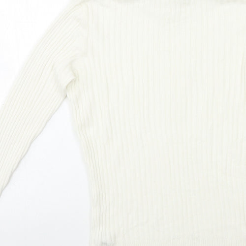 Nutmeg Womens White  Knit Pullover Jumper Size 8