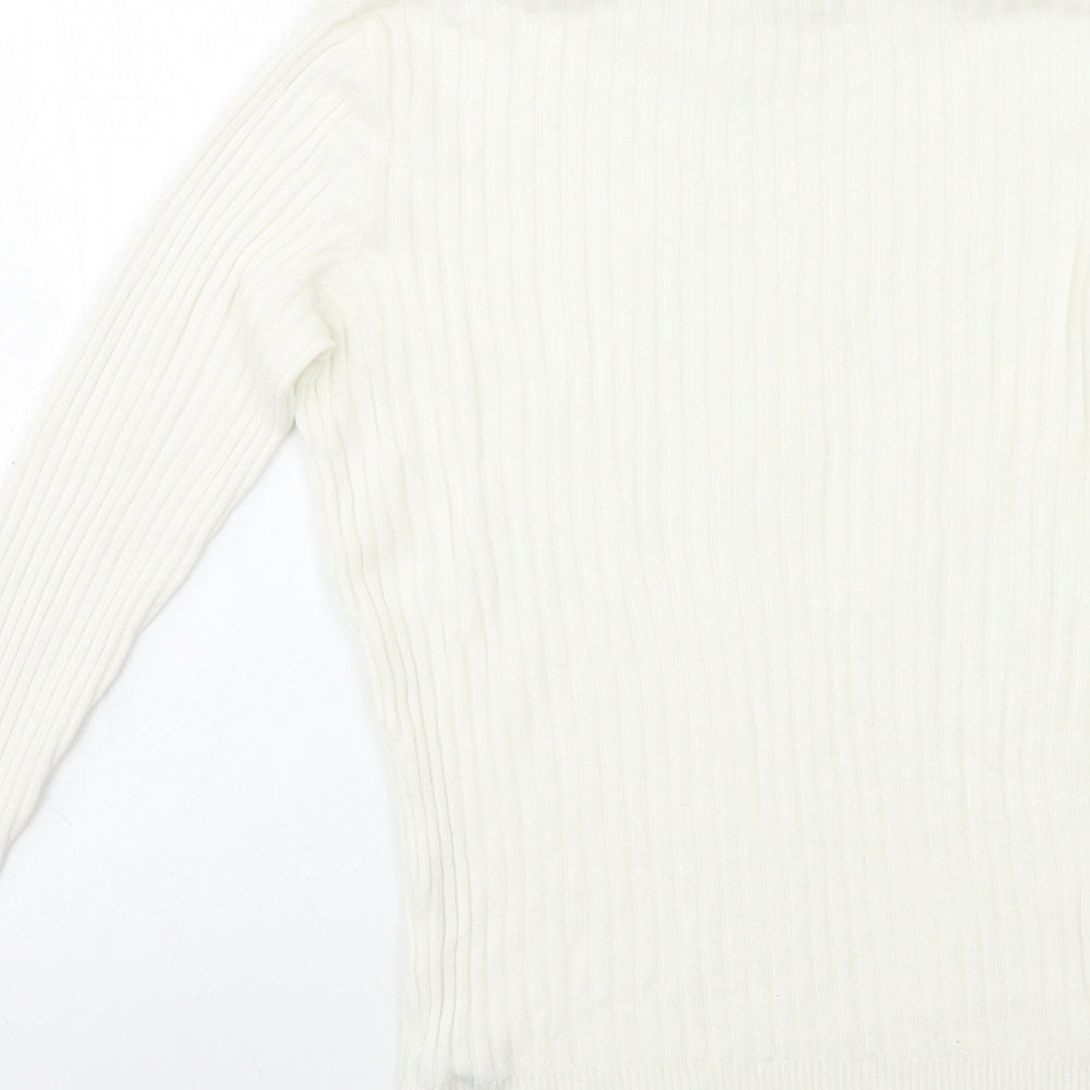 Nutmeg Womens White  Knit Pullover Jumper Size 8