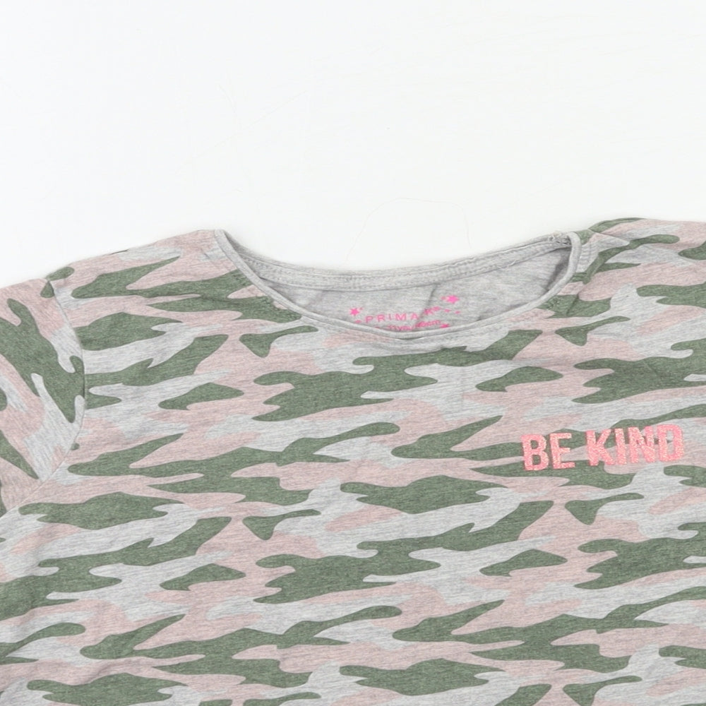 Primark Girls Green Camouflage  Basic T-Shirt Size 10 Years