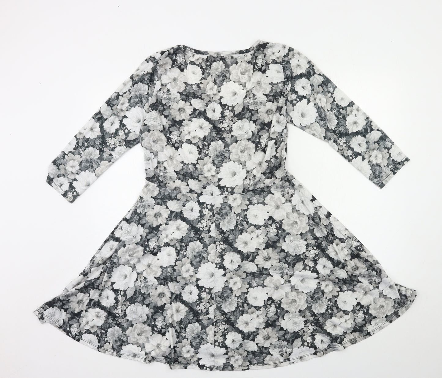 F&F Womens Grey Floral  Fit & Flare  Size 14