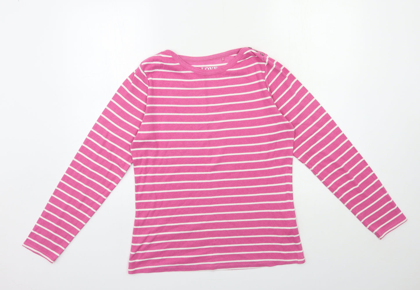 BHS Womens Pink Striped  Basic T-Shirt Size 14