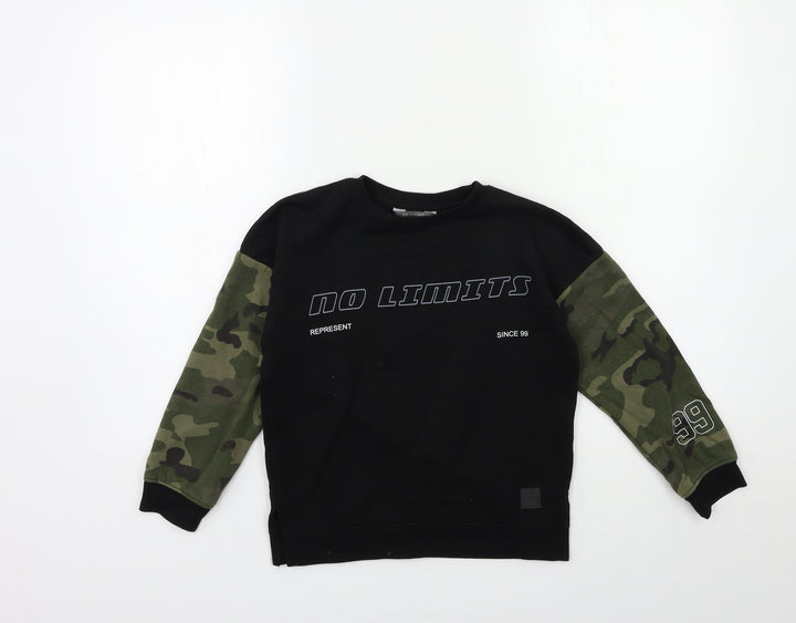 Primark Boys Black Pullover Sweatshirt Size 7 Years