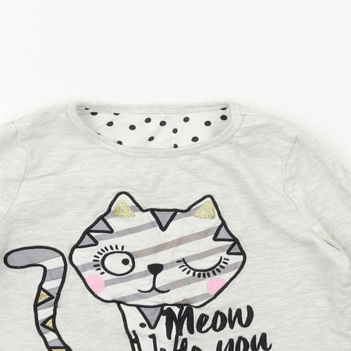 George Girls Grey   Pullover Sweatshirt Size 6-7 Years  - meow