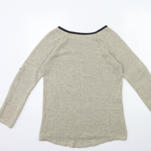 Preworn Womens Beige Geometric Knit Pullover Jumper Size M
